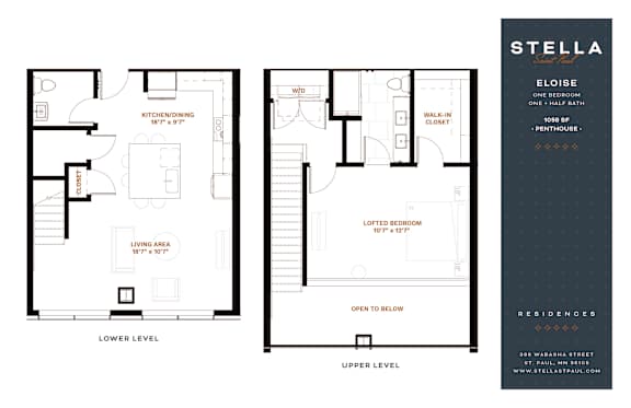 Eloise Penthouse Loft Floor Plan at Stella St. Paul Apartments, St. Paul