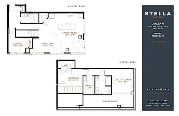 Julian Penthouse Loft Floor Plan at Stella St. Paul Apartments, St. Paul, MN, 55102