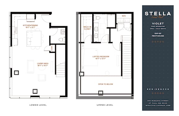 Violet Penthouse Loft Floor Plan at Stella St. Paul Apartments, Minnesota