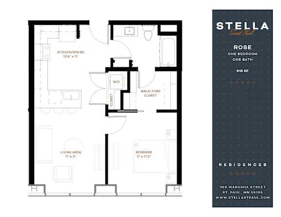 Rose Floor Plan at Stella St. Paul Apartments, St. Paul