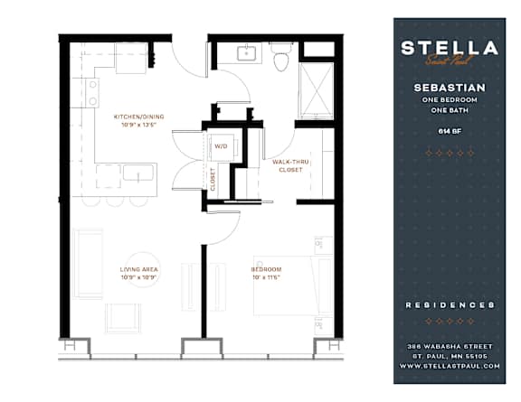 Sebastian Floor Plan at Stella St. Paul Apartments, St. Paul, Minnesota