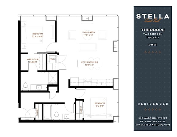Theodore Floor Plan at Stella St. Paul Apartments, St. Paul, MN