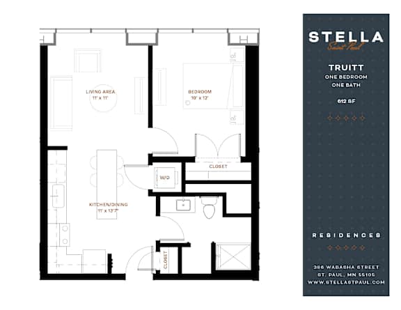 Truitt Floor Plan at Stella St. Paul Apartments, St. Paul, MN