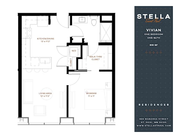 Vivian Floor Plan at Stella St. Paul Apartments, Minnesota