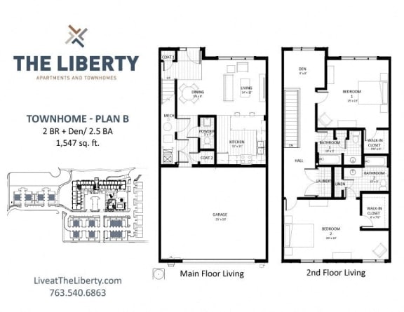 B-TH Floor plan at The Liberty Apartments &amp; Townhomes, Golden Valley, Minnesota