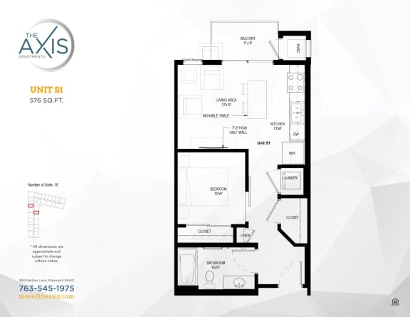 Unit S1 Floorplan at The Axis