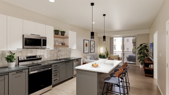 Fully Equipped Kitchen at The Exchange Apartments, New Brighton, 55112