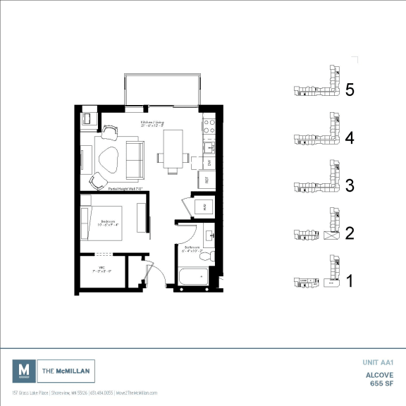 Unit_AA1 Floor Plan at The McMillan, Shoreview, MN