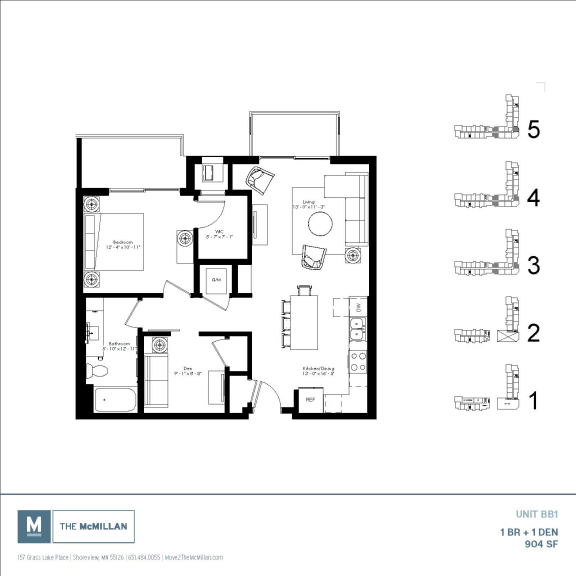 BB1_Den Floor Plan at The McMillan, Shoreview, 55126