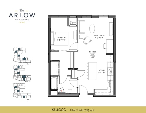 Kellogg Floor Plan at The Arlow on Kellogg, St Paul