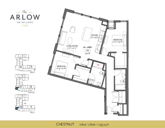 Chestnut Floor Plan at The Arlow on Kellogg, St Paul, 55102