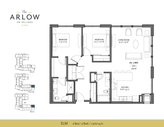 Elm Floor Plan at The Arlow on Kellogg, Minnesota, 55102