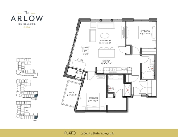 Plato Floor Plan at The Arlow on Kellogg, St Paul, MN, 55102