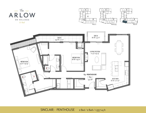 Sinclair Floor Plan at The Arlow on Kellogg, St Paul, MN, 55102