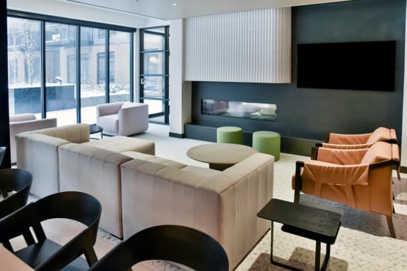 lounge area in community room at The Hill Apartments, Saint Paul, MN, 55102