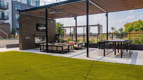 Firepit Lounge In Courtyard at The Mason, Minnesota, 55114