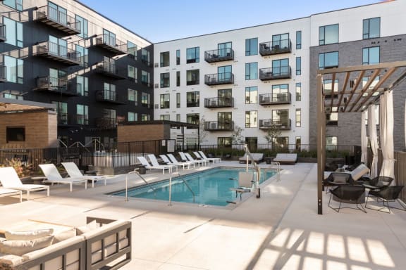 Poolside Sundeck With Relaxing Chairs at The Mason, St. Paul, Minnesota