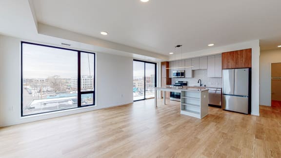 Open Kitchen With Wrap-Around Counters at The Mason, St. Paul, Minnesota