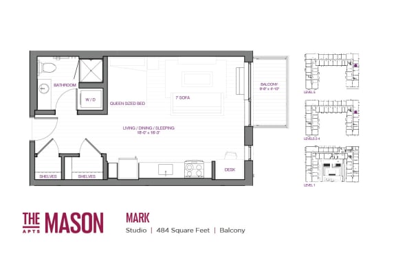 Mark Floor Plan with Balcony at The Mason, St. Paul, 55114