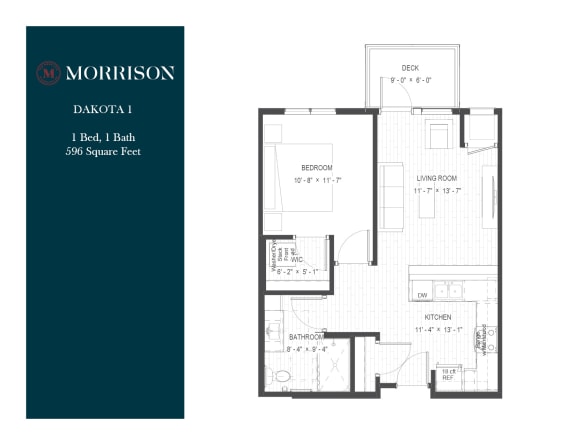 Dakota 1 one bedroom floor plan at The Morrison Apartments in Rosemount, MN