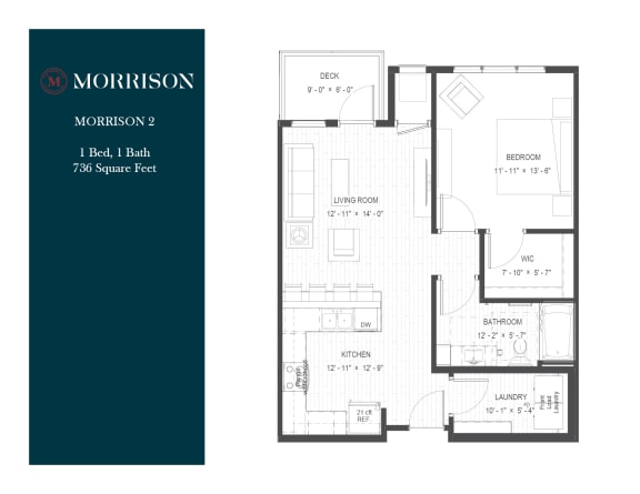 Morrison 2 one bedroom floor plan at The Morrison Apartments in Rosemount, MN