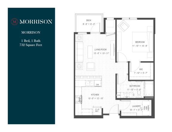 Floor Plan  Morrison one bedroom floor plan at The Morrison Apartments in Rosemount, MN