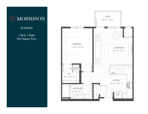 Schmid one bedroom floor plan at The Morrison Apartments in Rosemount, MN