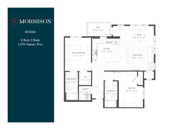 Dodd two bedroom floor plan at The Morrison Apartments in Rosemount, MN