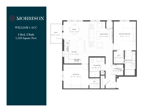 William 1 accessible two bedroom floor plan at The Morrison Apartments in Rosemount, MN