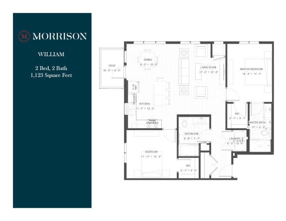 William two bedroom floor plan at The Morrison Apartments in Rosemount, MN
