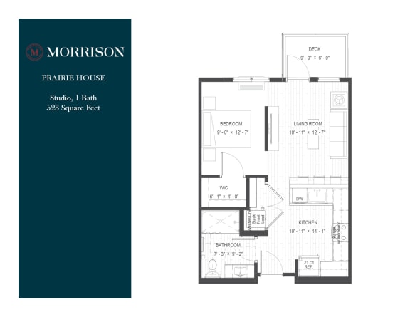 Prairie House studio floor plan at The Morrison Apartments in Rosemount, MN