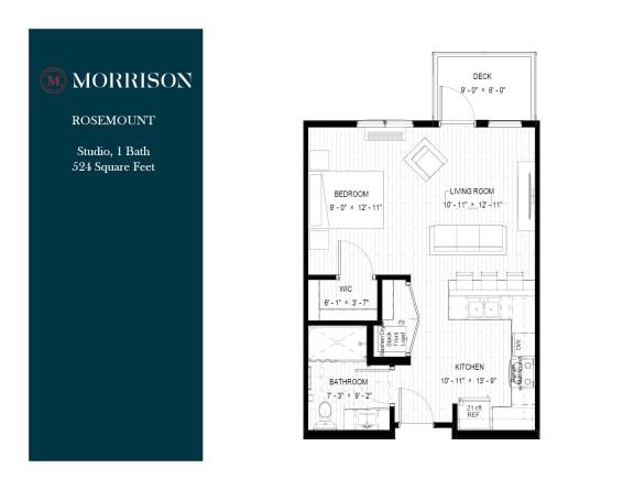 Rosemount studio floor plan at The Morrison Apartments in Rosemount, MN