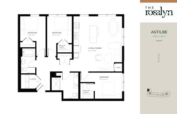 Astilbe Floor Plan at The Rosalyn | Affordable 55+ Apartments in Bloomington, Bloominton Minnesota