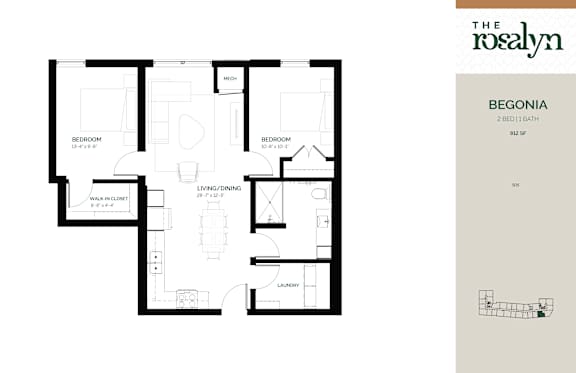 Begonia Floor Plan at The Rosalyn | Affordable 55+ Apartments in Bloomington, Bloominton