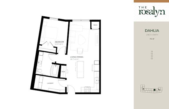 Dahlia Floor Plan at The Rosalyn | Affordable 55+ Apartments in Bloomington, Bloominton, MN 55420