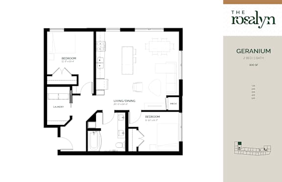 Geranium Floor Plan at The Rosalyn | Affordable 55+ Apartments in Bloomington, Bloominton Minnesota