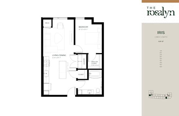 Iris Floor Plan at The Rosalyn | Affordable 55+ Apartments in Bloomington, Bloominton, 55420