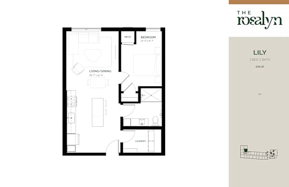 Lily Floor Plan at The Rosalyn | Affordable 55+ Apartments in Bloomington, Minnesota, 55420