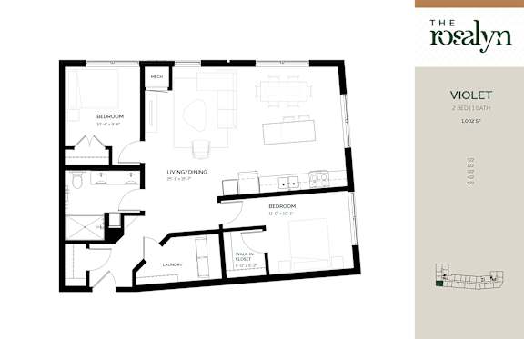 Violet Floor Plan at The Rosalyn | Affordable 55+ Apartments in Bloomington, Bloominton, 55420