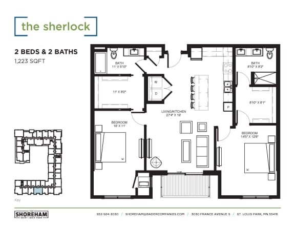Floor Plan  a floor plan of 2 bedrooms and 2 baths