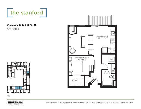 Stanford Floor Plan at The Shoreham Apartments, Minnesota