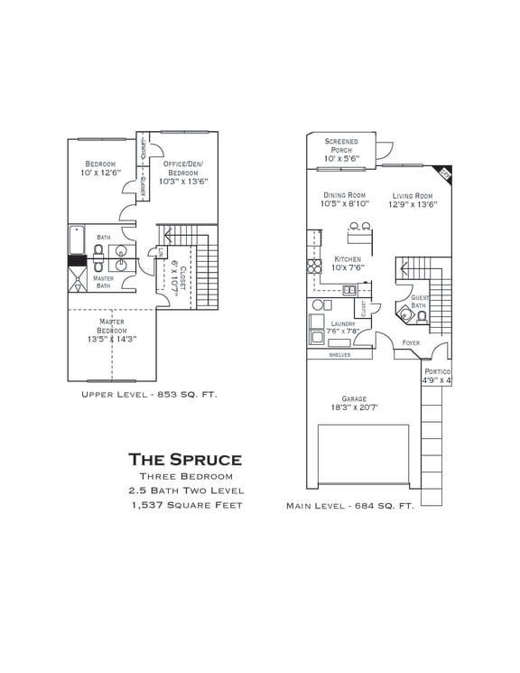 the spruce floor plan  2nd and 3rd floor plans