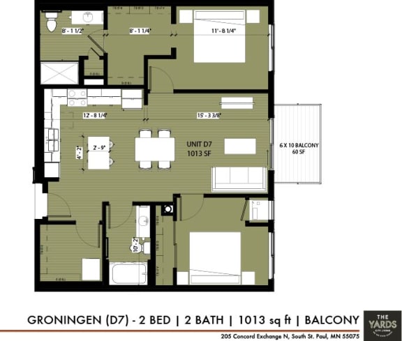 a floor plan of a house with a large terrace at The Yards and Backyards, Saint Paul, 55075