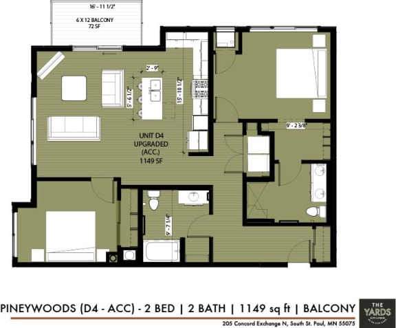 2 bed 2 bath floor plan C at The Yards, Minnesota, 55075