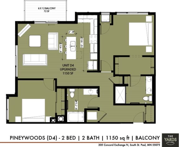 a floor plan of a bedroom apartment