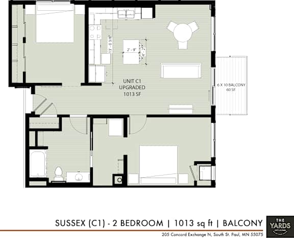 a floor plan of a bedroom apartment