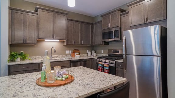 kitchen at the west end lodge apartments in beaumont, tx