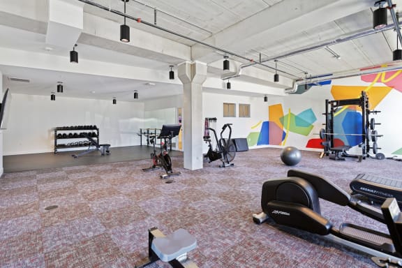 a gym with exercise equipment at Tyler Street Stacks, Minnesota, 55413