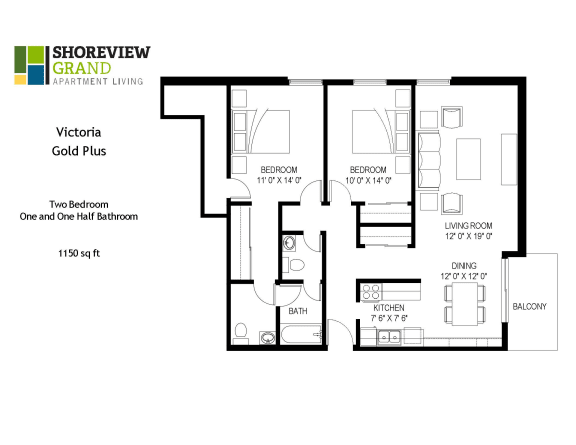 Victoria Gold Plus Floor Plan at Shoreview Grand, Shoreview