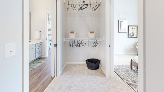 a walk in closet in a 555 waverly unit